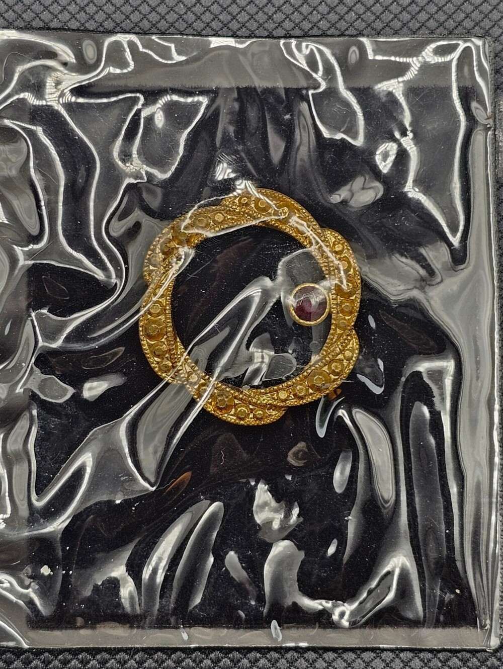 Gold Tone Wreath Brooch in Bag